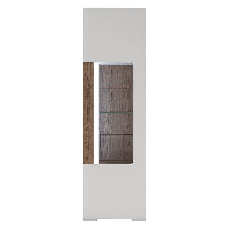 Toronto Tall Narrow Glazed Display Cabinet with Internal Shelves (inc. Plexi Lighting) — side angle
