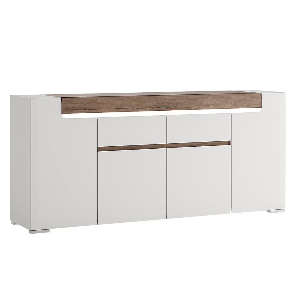 Toronto Wide 4 Door 2 Drawer Sideboard (inc. Plexi Lighting) — front view