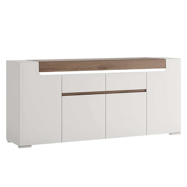 Toronto Wide 4-Door 2-Drawer Sideboard with LED Lighting