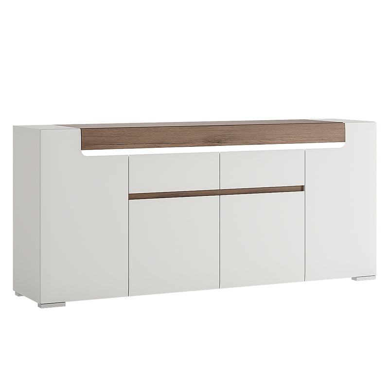 Toronto Wide 4 Door 2 Drawer Sideboard (inc. Plexi Lighting) — front view