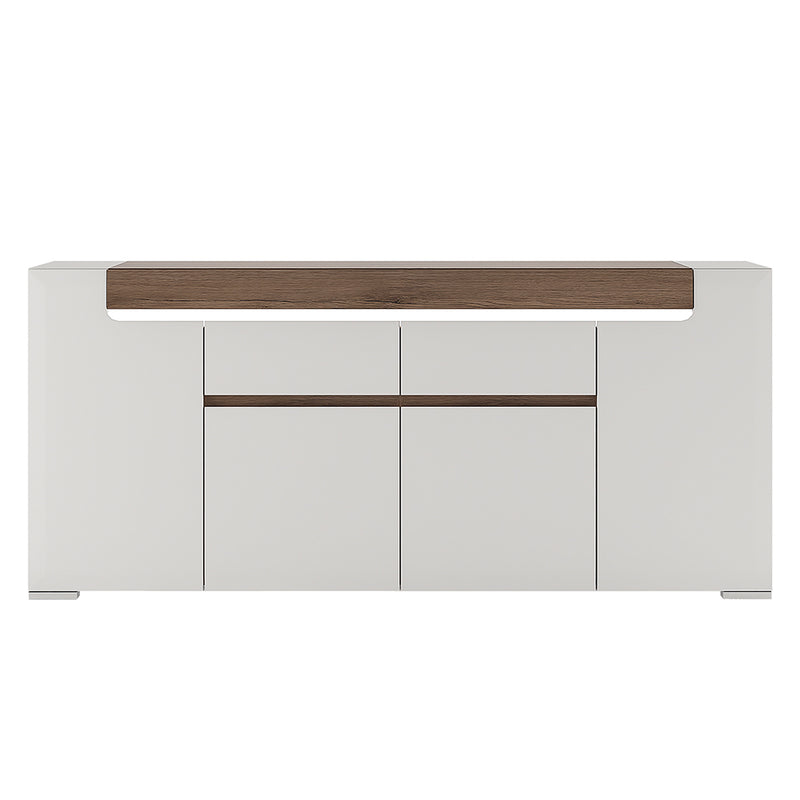 Toronto Wide 4 Door 2 Drawer Sideboard (inc. Plexi Lighting) — side angle