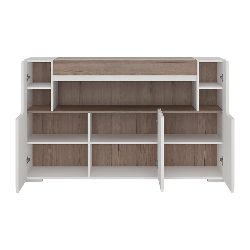 Toronto 3 Door Sideboard with open shelving (inc. Plexi Lighting) — detail view