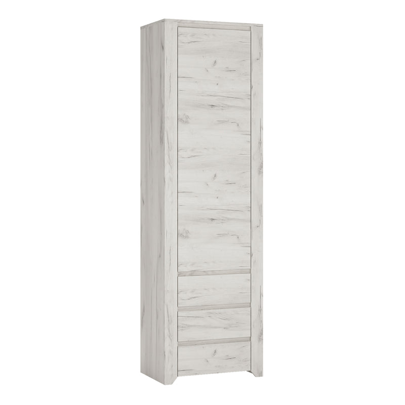 Angel Tall Narrow One Door 3 Drawer Narrow Cupboard — front view
