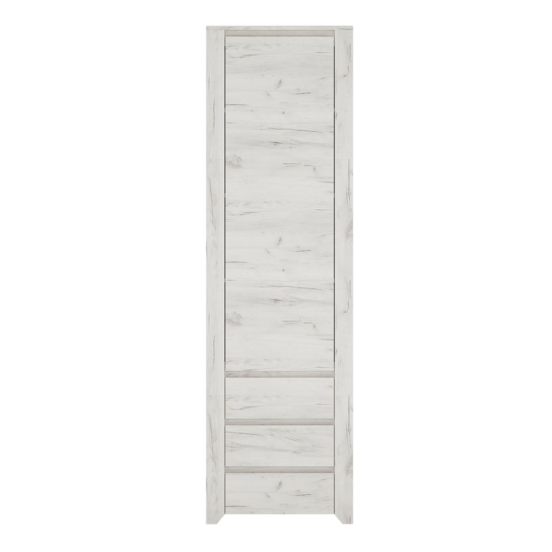 Angel Tall Narrow One Door 3 Drawer Narrow Cupboard — side angle