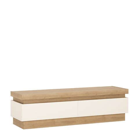 Lyon 2 Drawer TV Cabinet in Riviera Oak/White High Gloss — front view