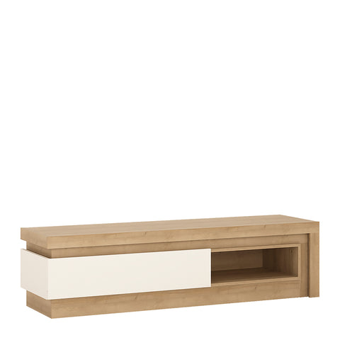 Lyon 1 Drawer TV Cabinet with Open Shelf in Riviera Oak/White High Gloss — front view