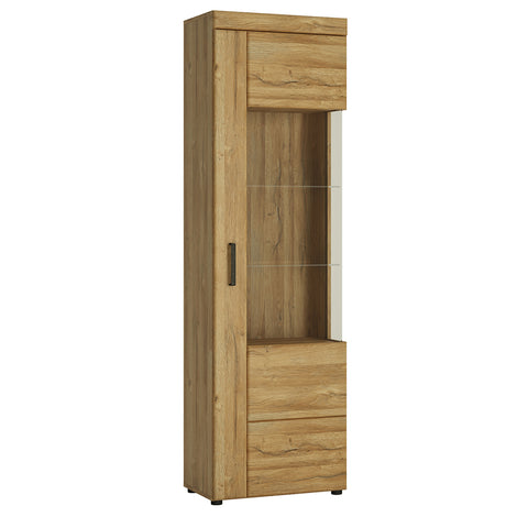 Cortina Tall Glazed Display Cabinet (RH) in Grandson Oak — front view