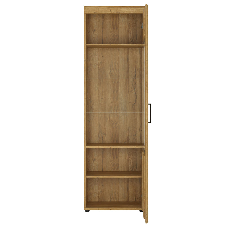 Cortina Tall Glazed Display Cabinet (RH) in Grandson Oak — side angle