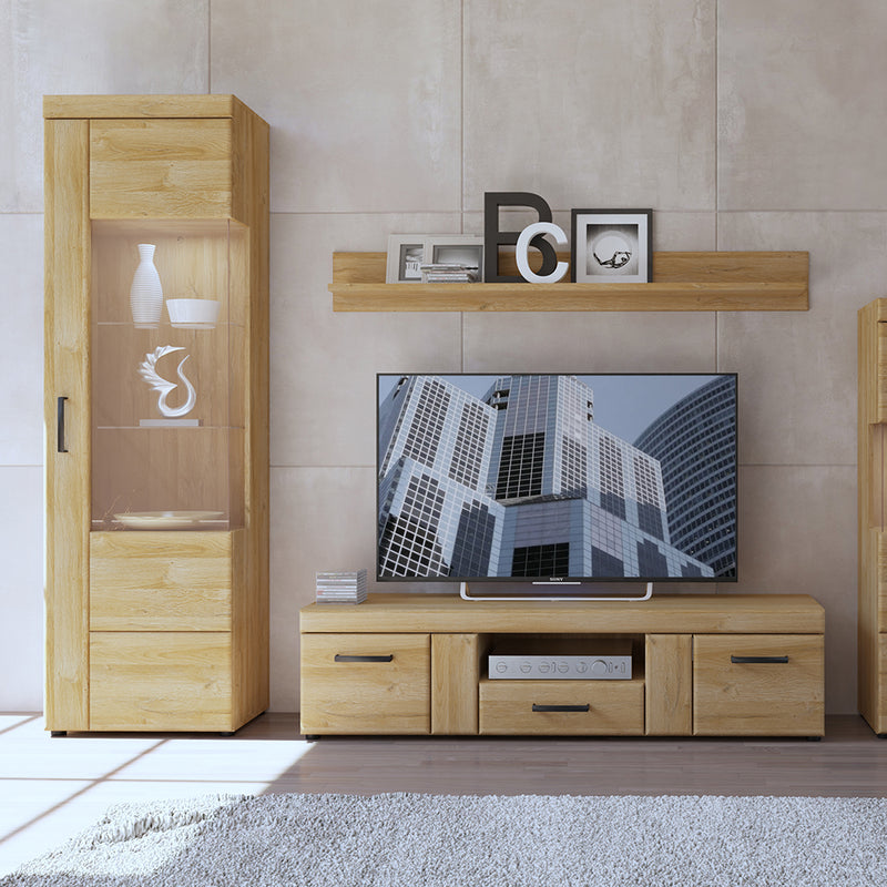 Cortina Tall Glazed Display Cabinet (RH) in Grandson Oak — alternative angle