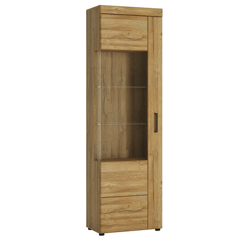 Cortina Tall Glazed Display Cabinet (LH) in Grandson Oak — front view