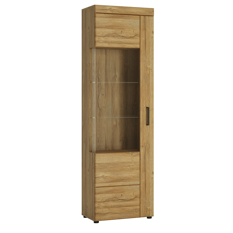 Cortina Tall Glazed Display Cabinet (LH) in Grandson Oak — front view