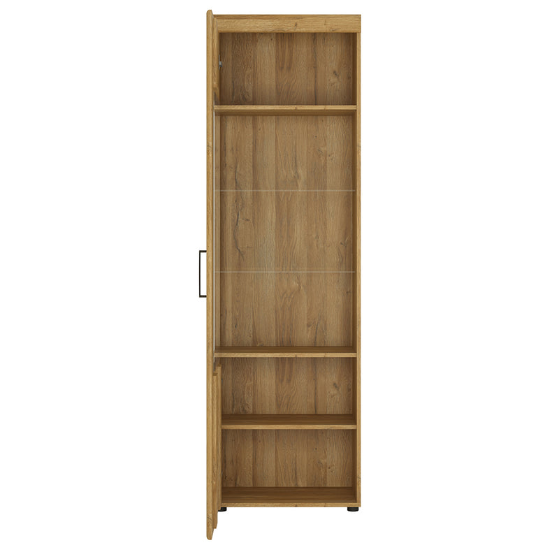 Cortina Tall Glazed Display Cabinet (LH) in Grandson Oak — side angle