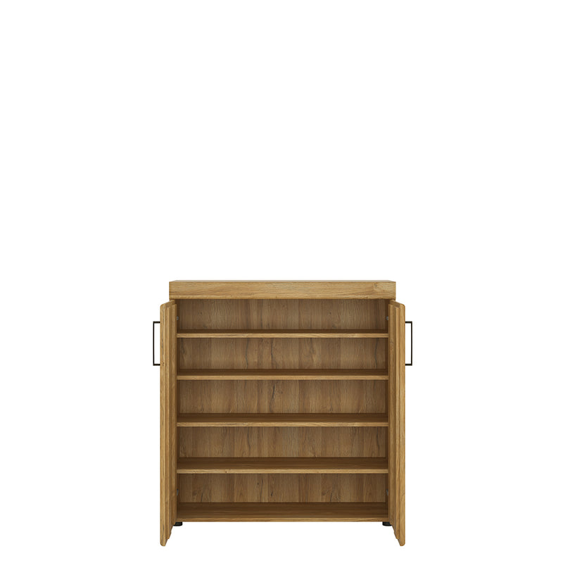 Cortina 2 Door Shoe Cabinet in Grandson Oak — side angle