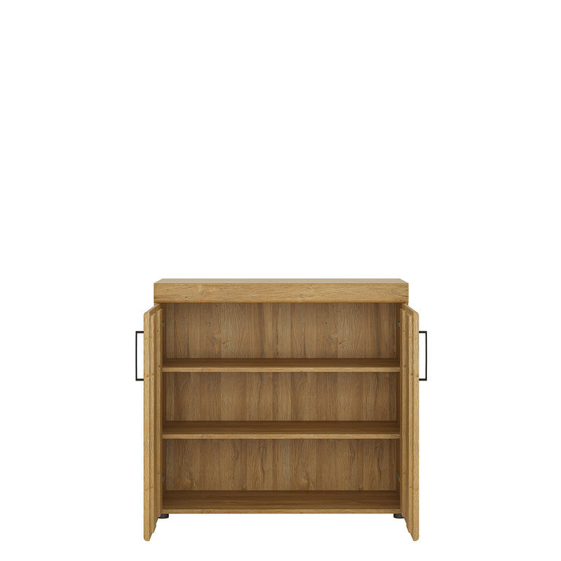 Cortina 2 Door Cabinet in Grandson Oak — side angle