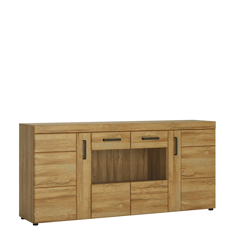 Cortina 4 Door Wide Glazed Sideboard in Grandson Oak — front view