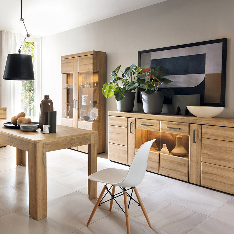 Cortina 4 Door Wide Glazed Sideboard in Grandson Oak — alternative angle