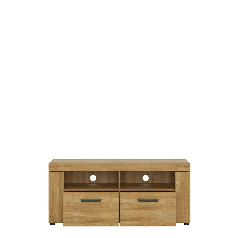 Cortina 2 Drawer TV Cabinet in Grandson Oak — side angle
