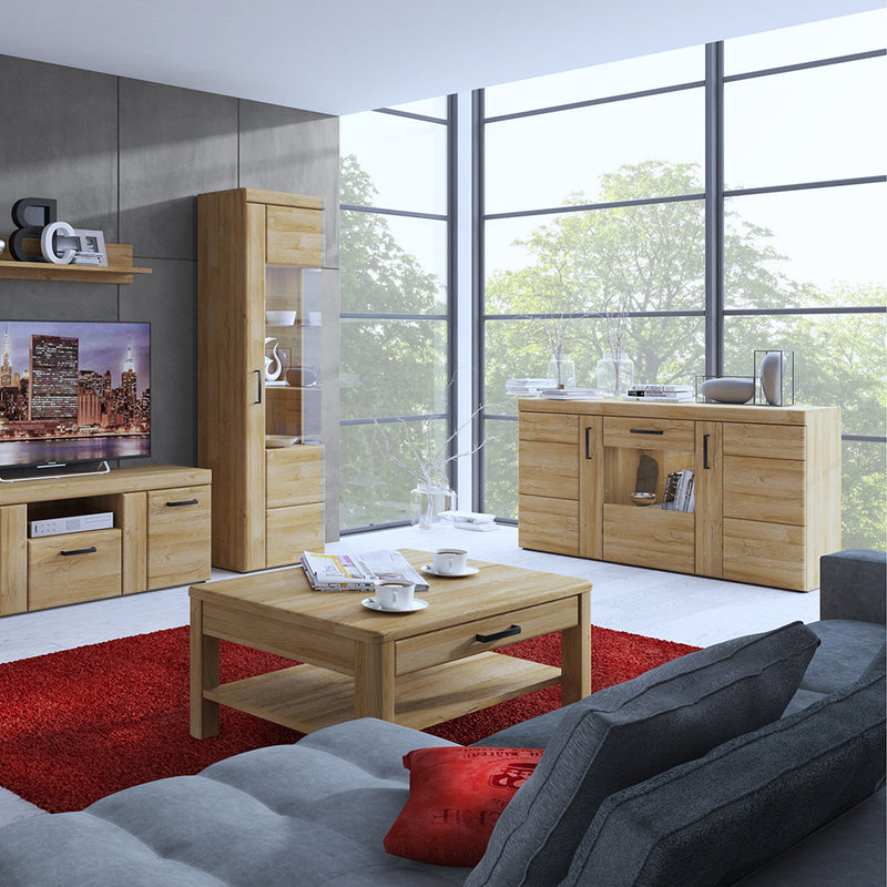 Cortina 2 Drawer TV Cabinet in Grandson Oak — detail view