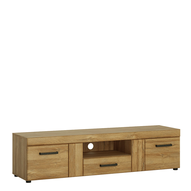 Cortina 2 Door 1 Drawer Wide TV Cabinet in Grandson Oak — front view