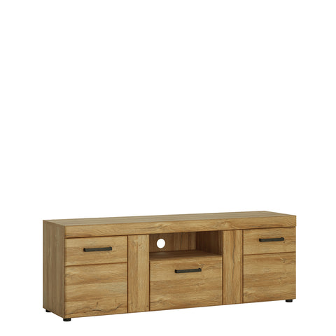 Cortina 2 Door 1 Drawer Tall TV Cabinet in Grandson Oak — front view