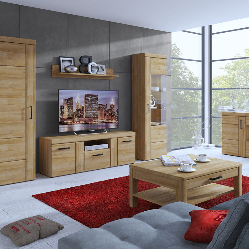 Cortina 1 Drawer Coffee Table in Grandson Oak — alternative angle