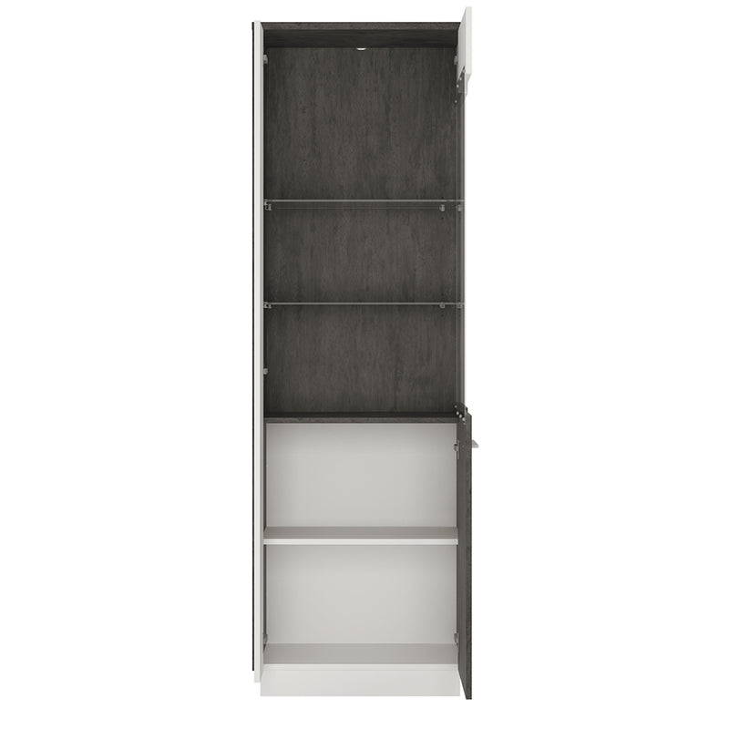 Zingaro Tall Glazed Display Cabinet (RH) — side angle