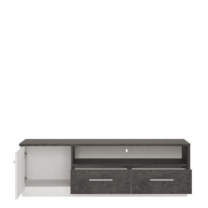 Zingaro 1 Door 2 Drawer Wide TV Cabinet — side angle