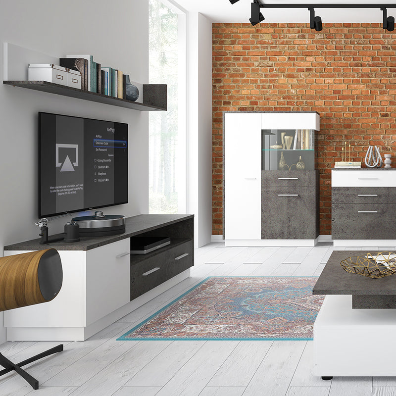 Zingaro 1 Door 2 Drawer Wide TV Cabinet — detail view