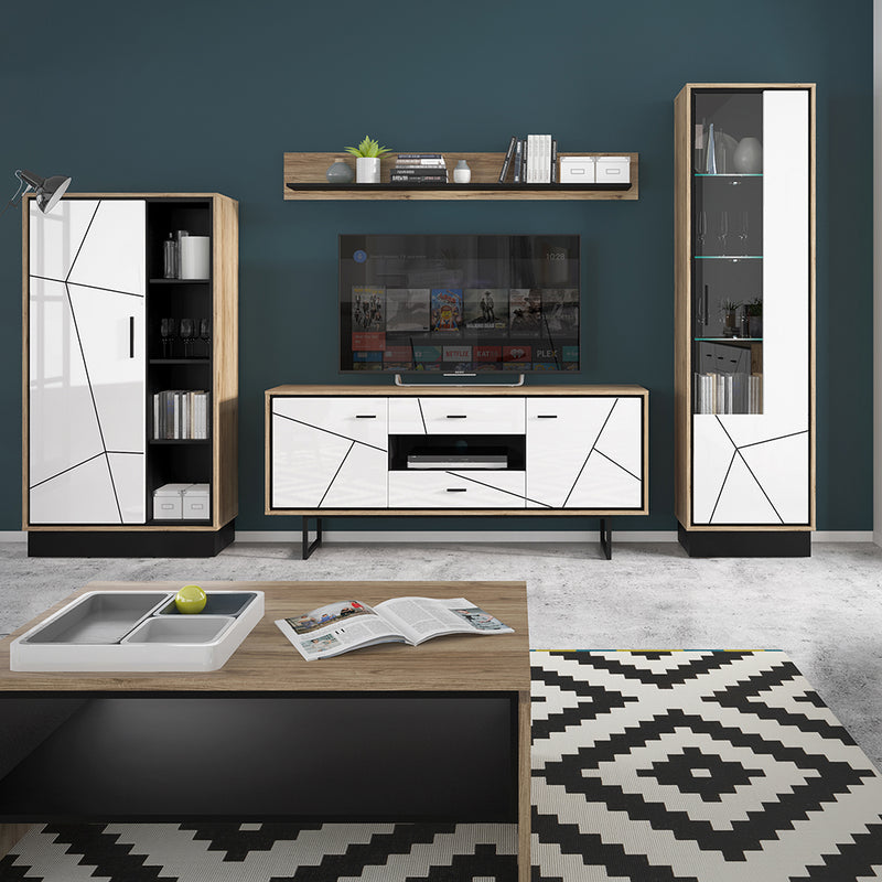 Brolo 167cm Wall Shelf with a Walnut and Dark Panel Finish — detail view