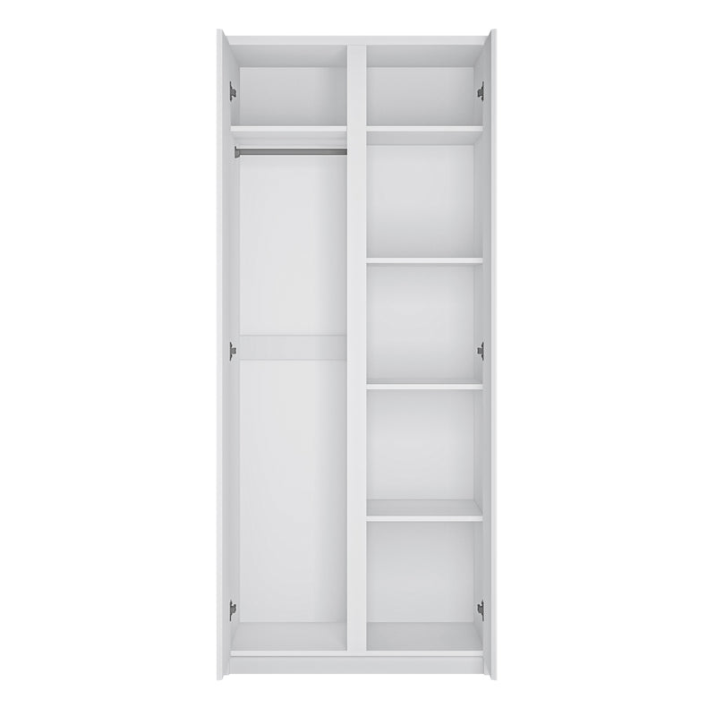 Fribo 2 Door Wardrobe in White — side angle