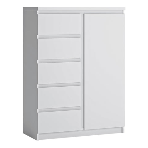 Fribo 1 Door 5 Drawer Cabinet in White — front view