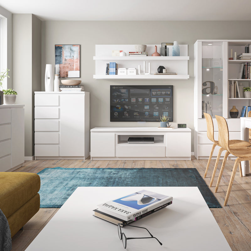 Fribo 1 Door 5 Drawer Cabinet in White — detail view