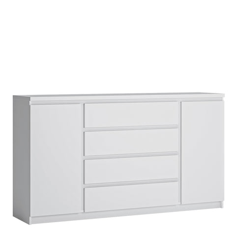 Fribo 2 Door 4 Drawer Wide Sideboard in White — front view