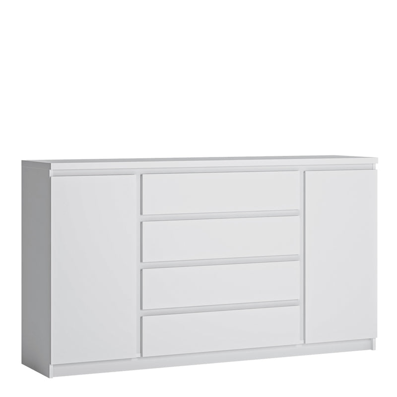 Fribo 2 Door 4 Drawer Wide Sideboard in White — front view