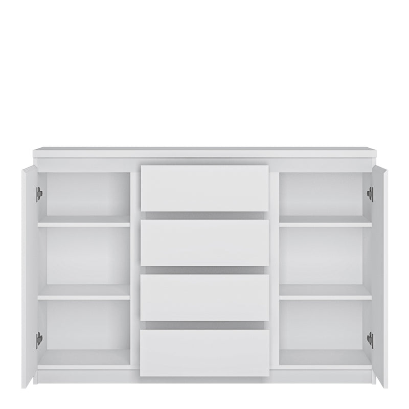 Fribo 2 Door 4 Drawer Sideboard in White — side angle