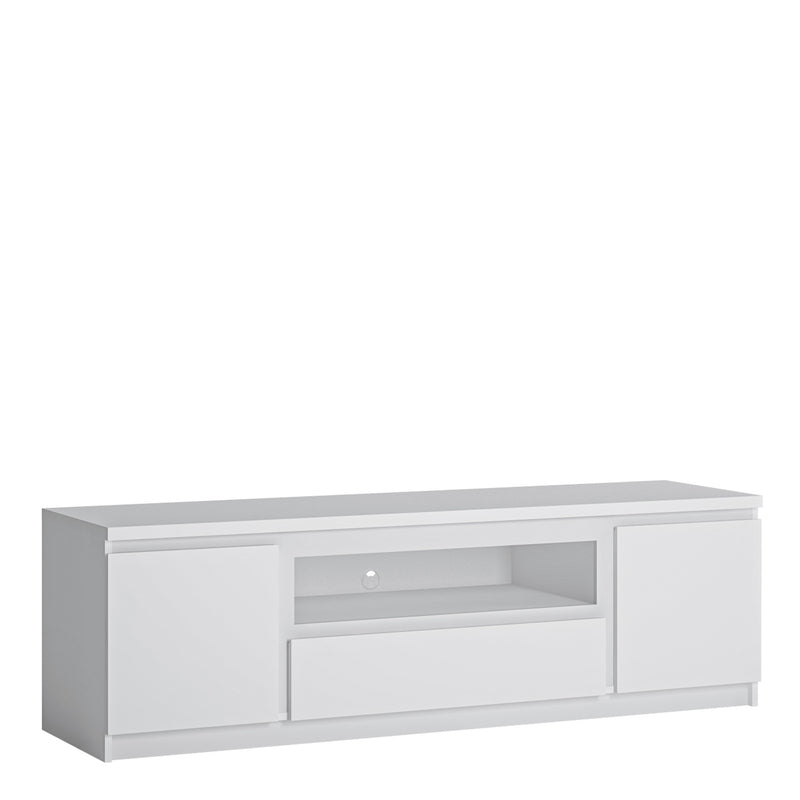 Fribo 2 Door 1 Drawer 166cm Wide TV Cabinet in White — front view