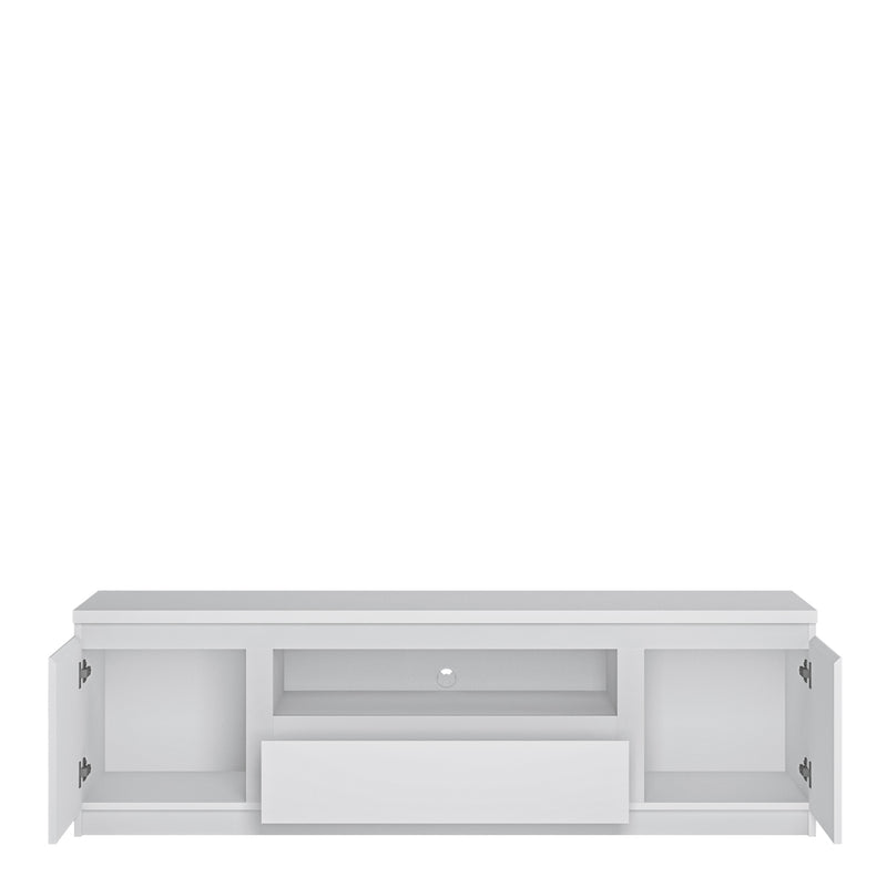 Fribo 2 Door 1 Drawer 166cm Wide TV Cabinet in White — side angle