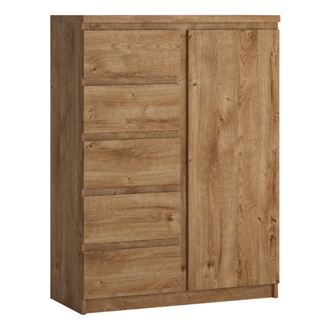 Fribo 1 Door 5 Drawer Cabinet in Oak — front view
