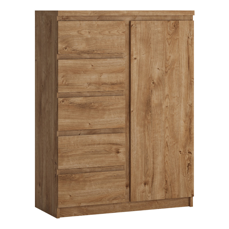 Fribo 1 Door 5 Drawer Cabinet in Oak — front view