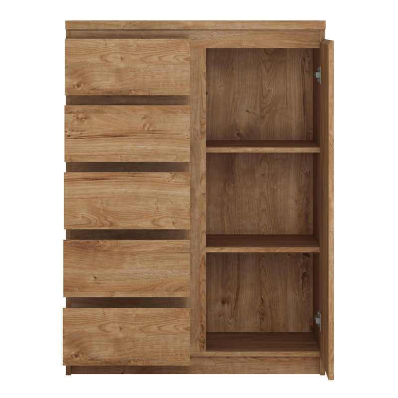 Fribo 1 Door 5 Drawer Cabinet in Oak — side angle