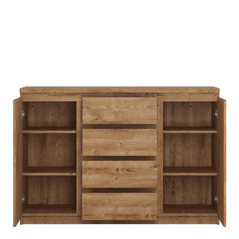 Fribo 2 Door 4 Drawer Sideboard in Oak — side angle