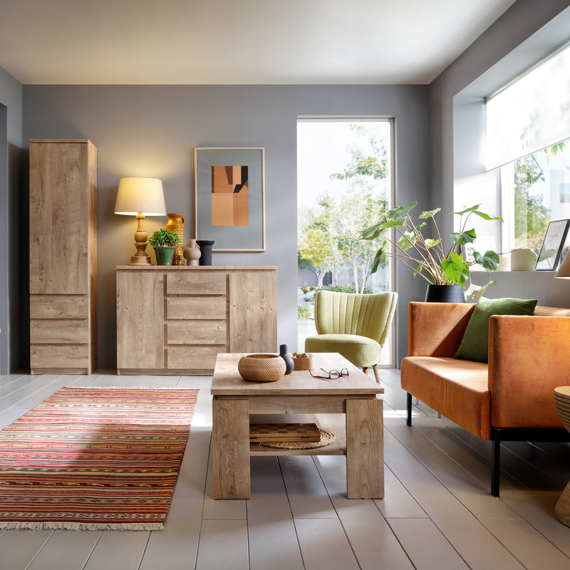 Fribo 2 Door 4 Drawer Sideboard in Oak — detail view
