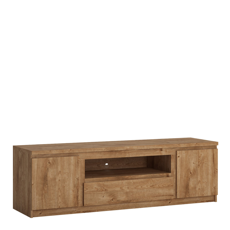 Fribo 2 Door 1 Drawer 166cm Wide TV Cabinet in Oak — front view