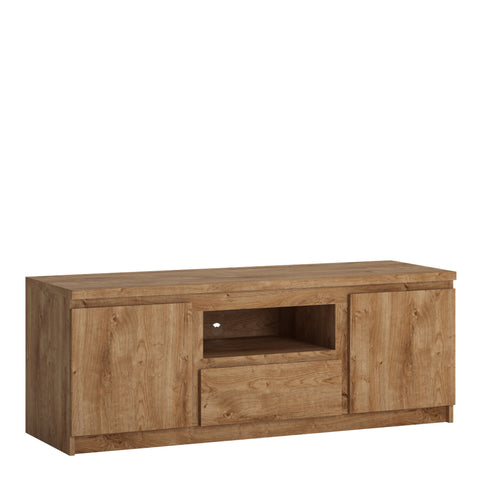 Fribo 2 Door 1 Drawer 136cm wide TV Cabinet in Oak — front view