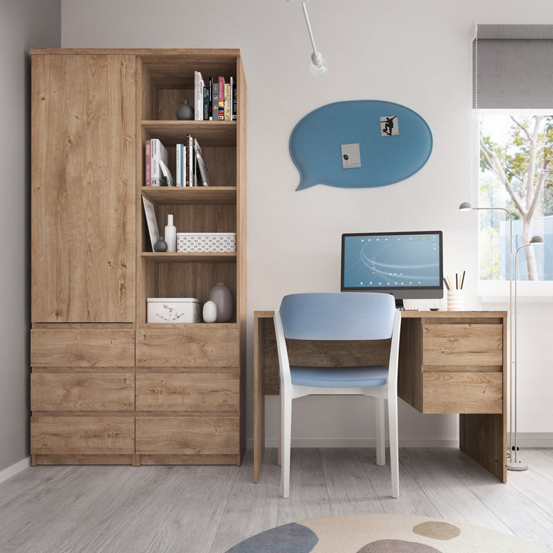 Fribo 1 Door 1 Drawer Twin Pedestal Desk in Oak — detail view