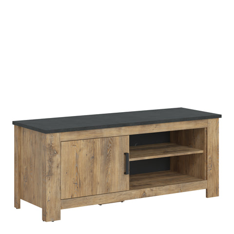 Rapallo 1 Door 138 cm TV Cabinet in Chestnut and Matera Grey — front view