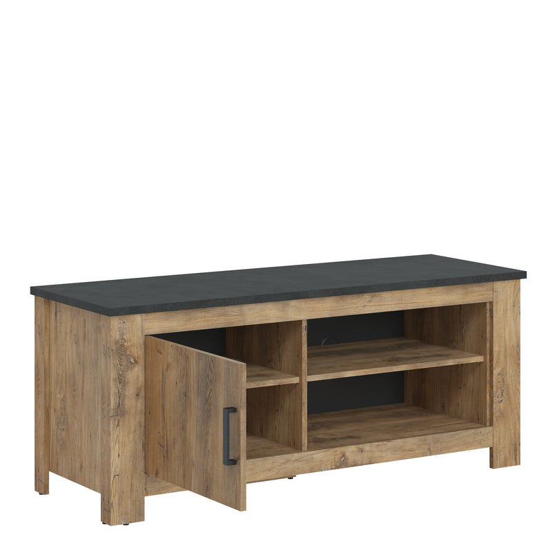 Rapallo 1 Door 138 cm TV Cabinet in Chestnut and Matera Grey — side angle