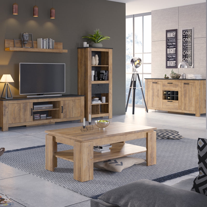 Rapallo 1 Door 138 cm TV Cabinet in Chestnut and Matera Grey — alternative angle