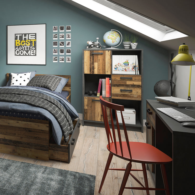Brooklyn Desk with 1 Door and 1 Drawer in Walnut and Dark Matera Grey — alternative angle