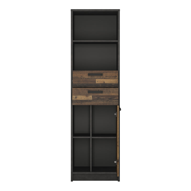 Brooklyn Bookcase in Walnut and Dark Matera Grey — side angle